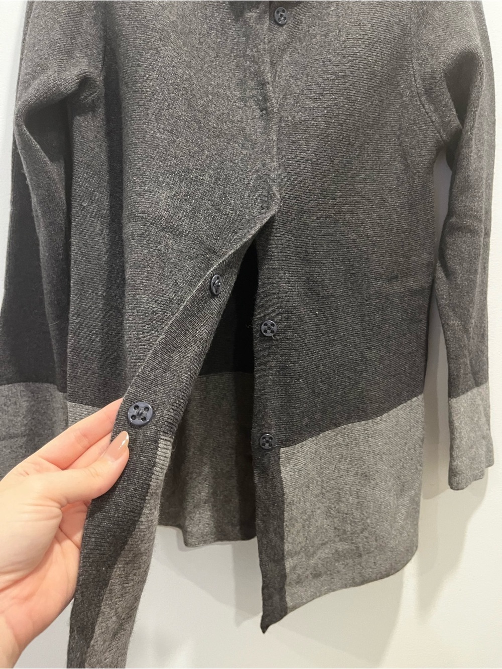Vintage Cashmere Merino Wool Hekla & Co Snap Front Gray Knit Sweater Cardigan M - Picture 5 of 7